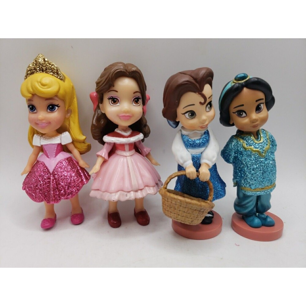4 3.5" Disney Princess Dolls / Figures ~ Aurora 2 Belles & Jasmine